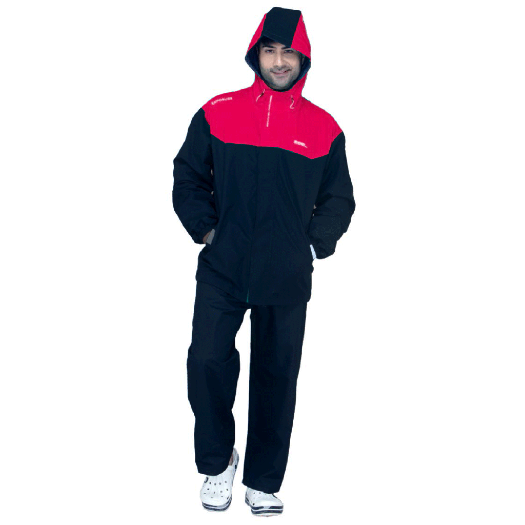RAIN COAT JS992 BLACK + RED
