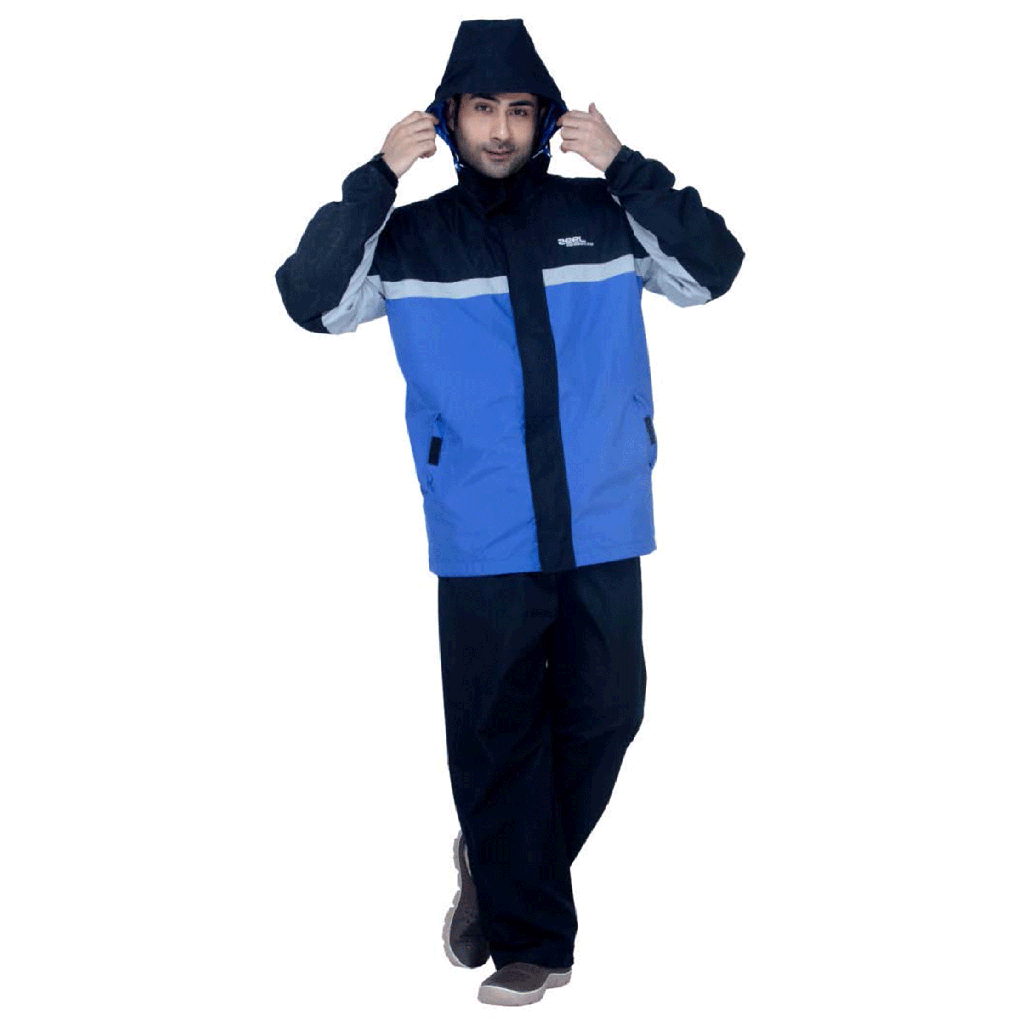 RAIN COAT JS993 MOSAICS & BLUE, BLACK