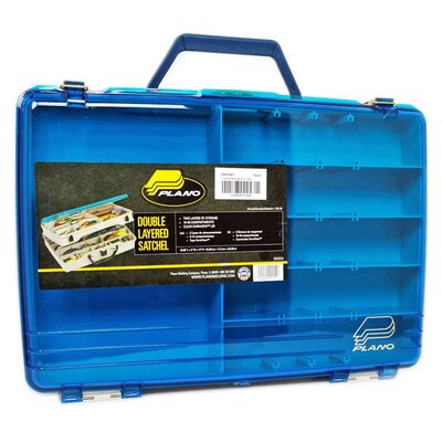 PLANO DOUBLE LAYERED SATCHEL BOX-BEIGE W/BLUE LID 1155-03